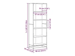 Estantería de madera de ingeniería gris Sonoma 60x35x170,5 cm