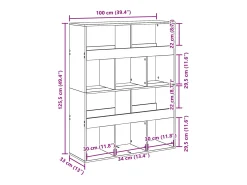 Estantería de madera de ingeniería blanca 100x33x125,5 cm