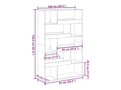Estantería de madera de ingeniería negra 100x33x156,5 cm