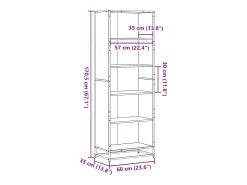 Estantería de madera de ingeniería marrón roble 60x35x170,5 cm