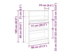 Estantería de madera de ingeniería roble artesanal 80x24x109 cm