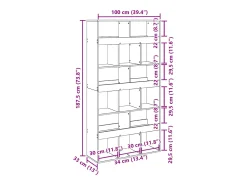 Estantería de madera de ingeniería envejecida 100x33x187,5 cm