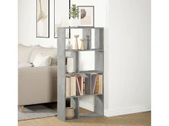 Estantería de madera de ingeniería gris hormigón 60x20x120 cm