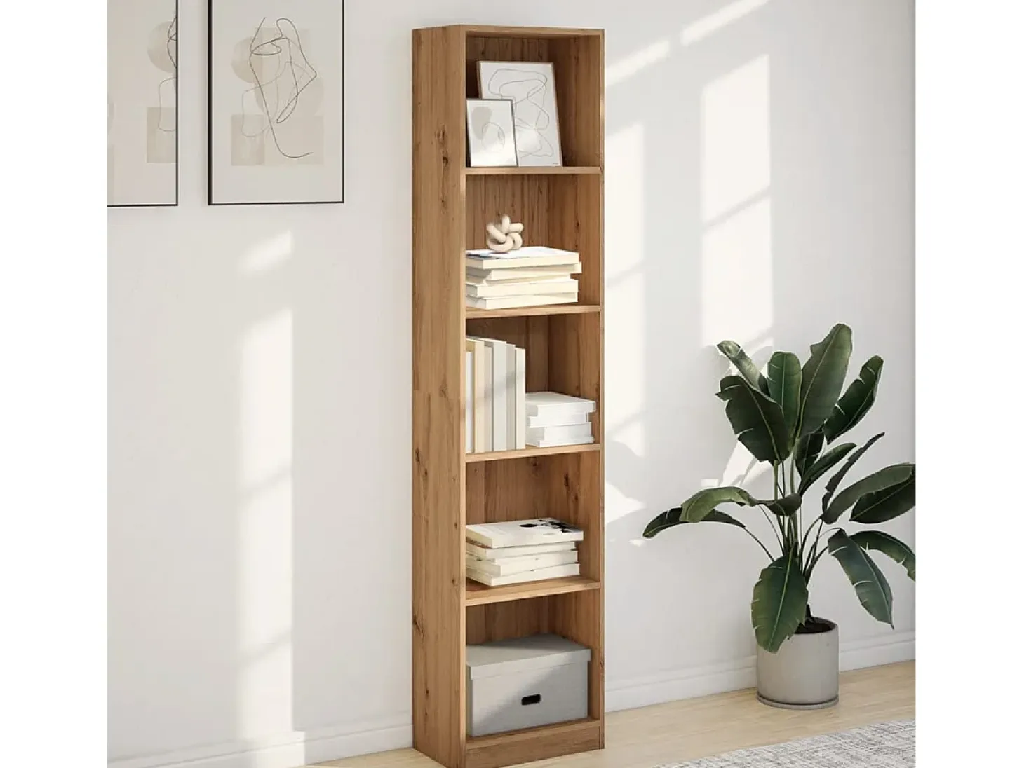 Estantería de madera de ingeniería roble artesanal 40x24x176 cm