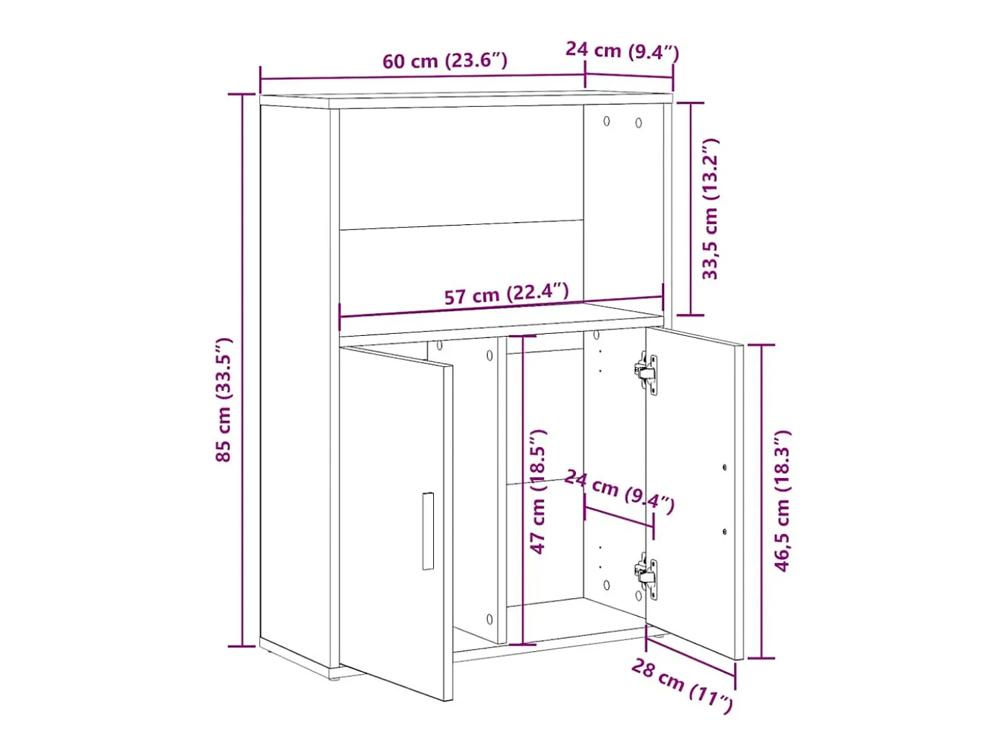 Estantería de madera de ingeniería gris sonoma 60x24x85 cm