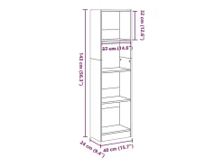 Estantería de madera de ingeniería roble ahumado 40x24x143 cm
