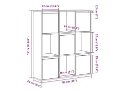 Estantería de madera de ingeniería gris sonoma 89x24x101,5 cm