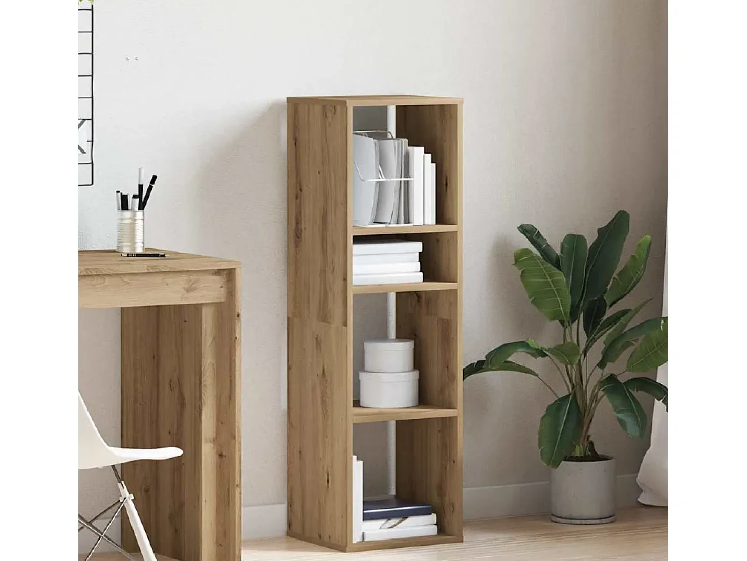 Estantería de madera ingeniería roble artisan 34x31x112 cm
