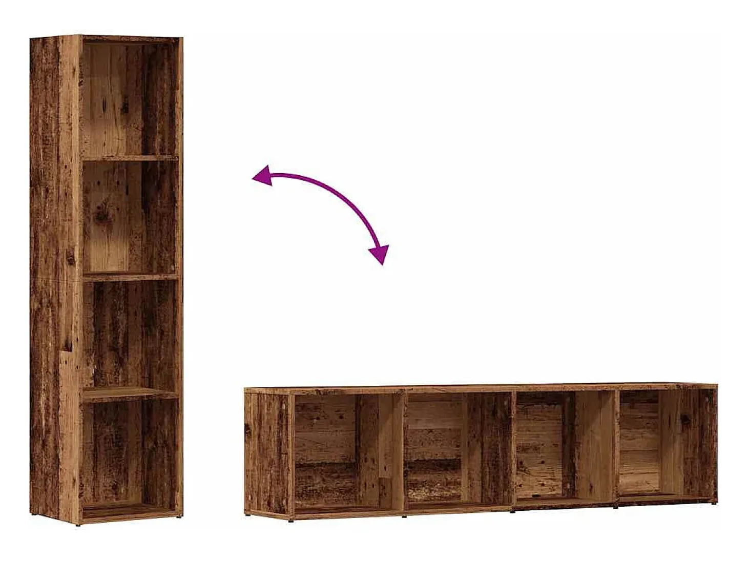 Estantería de madera ingeniería madera envejecida 36x30x143 cm