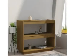 Estantería de madera maciza de pino marrón miel 80x35x71 cm