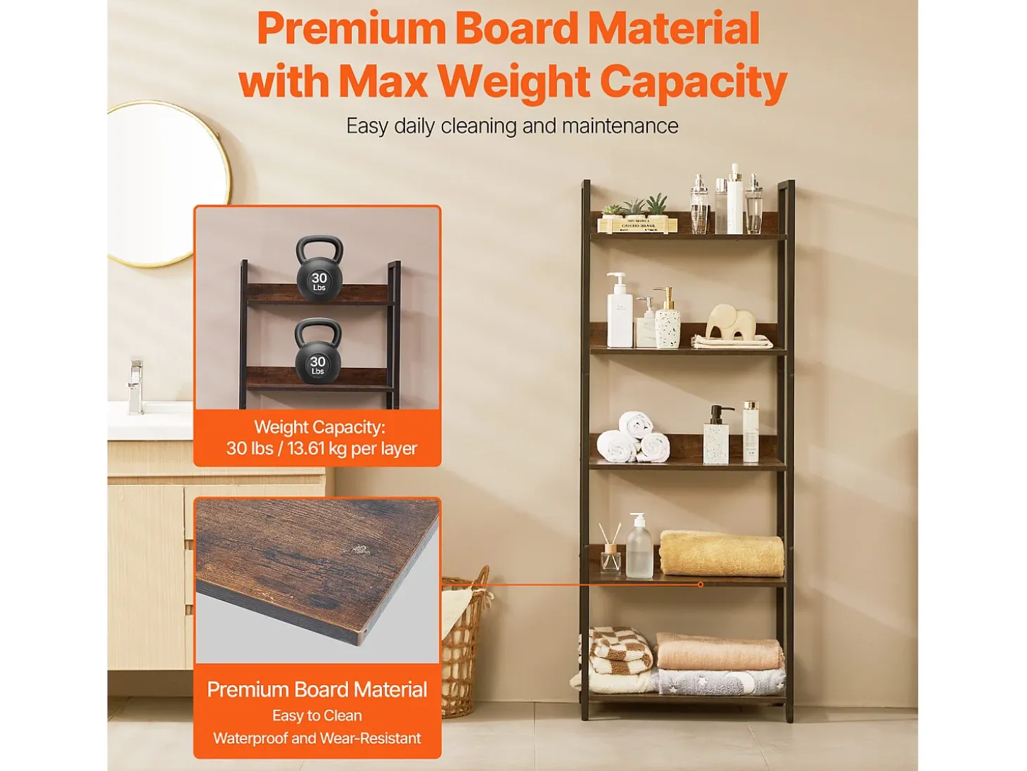Estantería de Metal Abierta SucceBuy de 5 Niveles para Sala de Estar, Dormitorio y Oficina