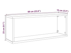 Estantería de pared cúbica 2 piezas madera vieja 60x15x23 cm