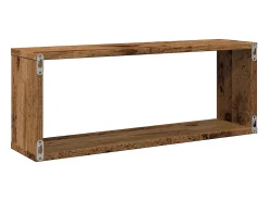 Estantería de pared cúbica 2 piezas madera vieja 60x15x23 cm