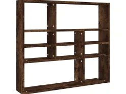 Estantería de pared contrachapada roble ahumado 90x16x78 cm ES23327