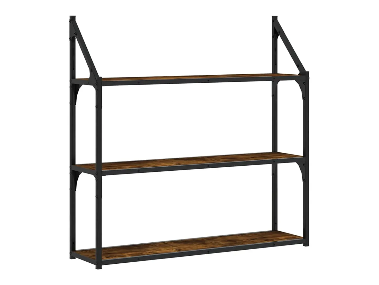 Estantería de pared de 3 niveles roble ahumado 80x21x78,5 cm