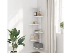 Estantería de pared de esquina madera blanca 36,5x36,5x140 cm ES106340