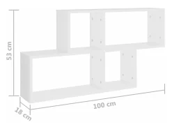 Estantería de pared madera contrachapada blanco 100x18x53 cm