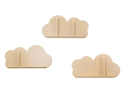 Estantería de pared nube para dormitorio infantil, set de 3 natural