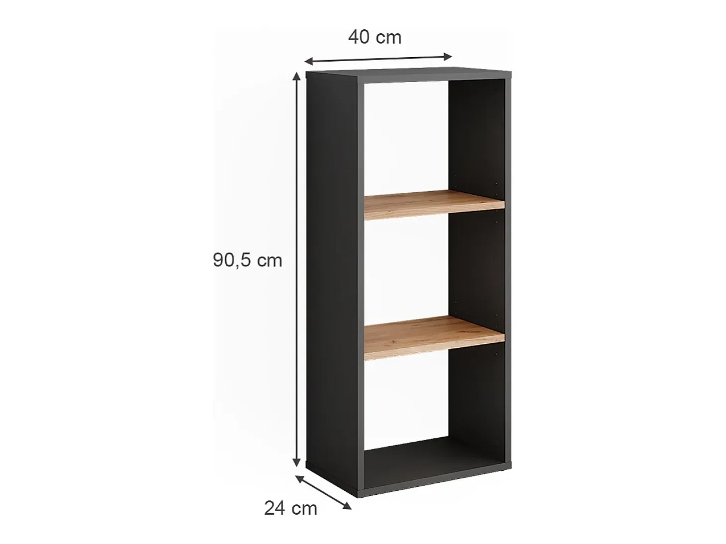 Estantería de pie antracita/roble dorado 40x24x90.5 orlando