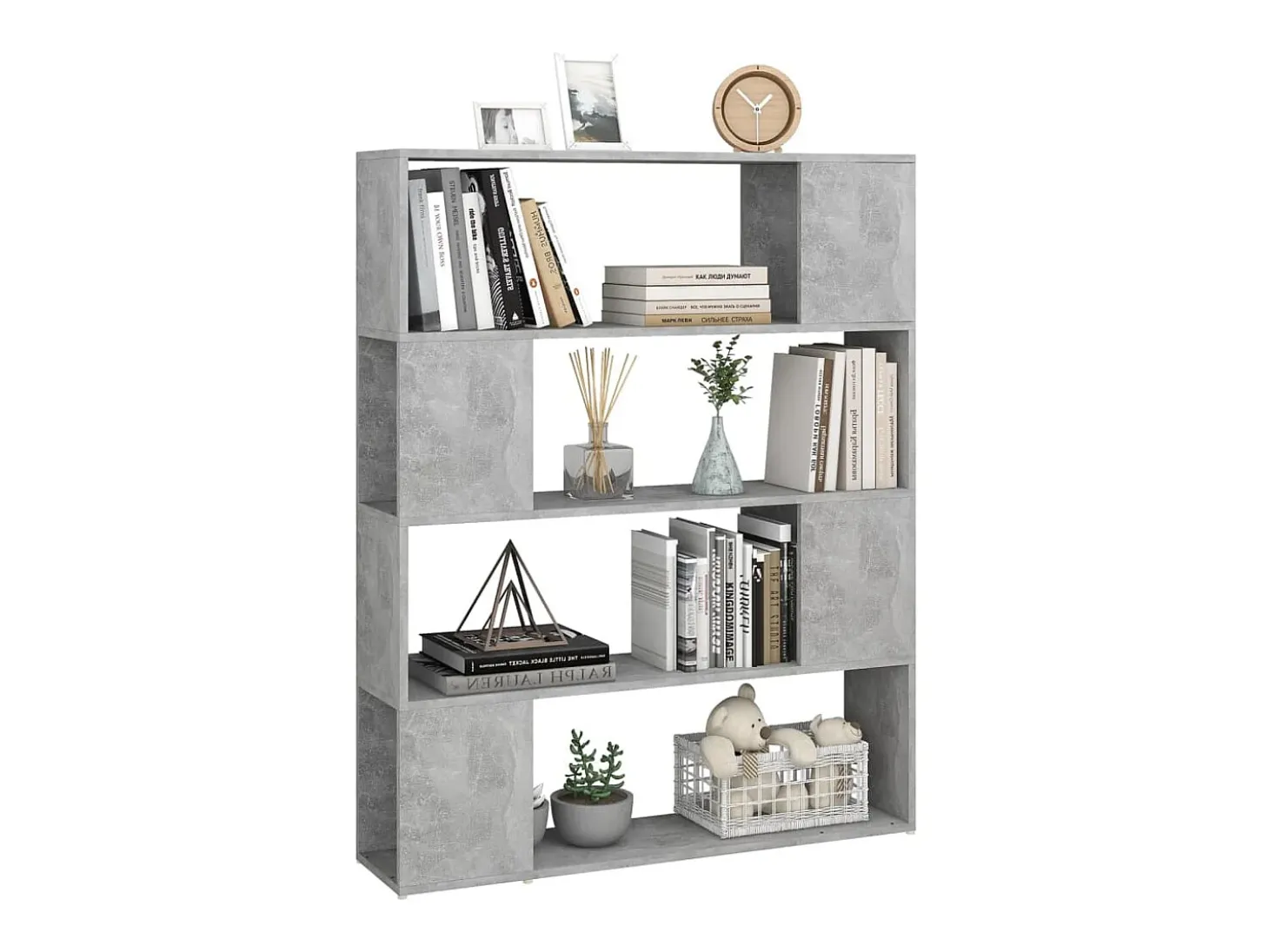 Estantería divisor de espacios gris hormigón 100x24x124 cm ES282468