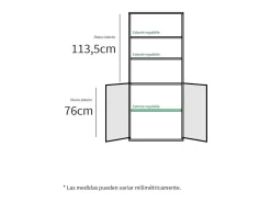 Estantería-1 dos puertas acabado blanco, 196.5 cm(alto)75.5 cm(ancho)33 cm(fondo)..