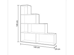 Estantería escalonada 6 compartimentos - A145 cm - Klum