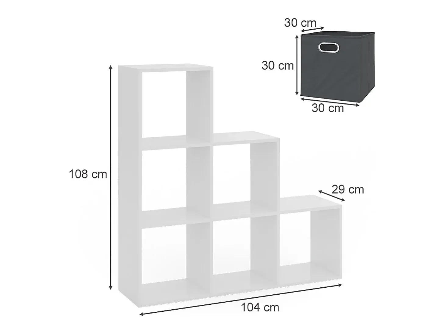 Estantería escalonada blanco 107.2x29x107.8