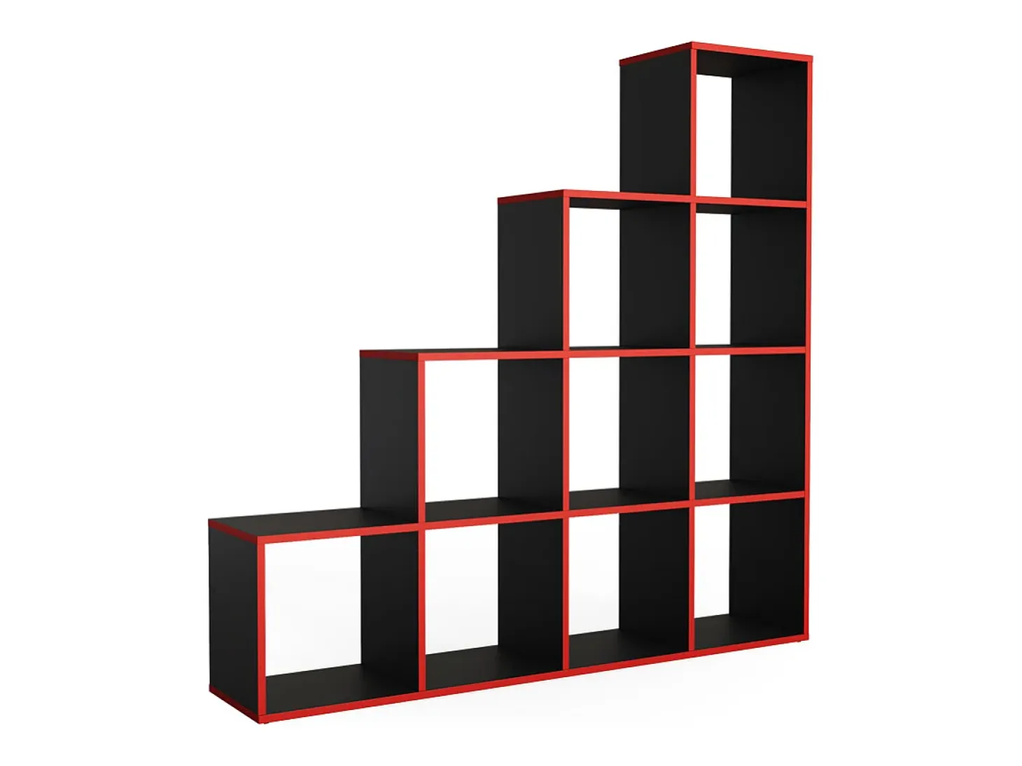 Estantería escalonada negro/rojo 142.5x29x140