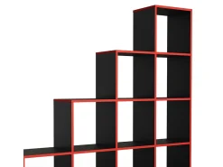 Estantería escalonada negro/rojo 142.5x29x140