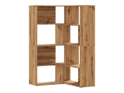Estantería esquina 4 niveles madera roble artisan 85x85x140 cm