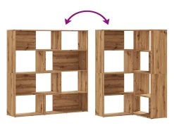 Estantería esquina 4 niveles madera roble artisan 85x85x140 cm