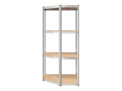 Estantería esquina 4 niveles madera contrachapada y acero plata ES409513