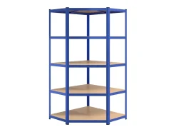 Estantería esquina 5 niveles madera contrachapada y acero azul ES762310