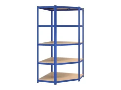 Estantería esquina 5 niveles madera contrachapada y acero azul ES762310