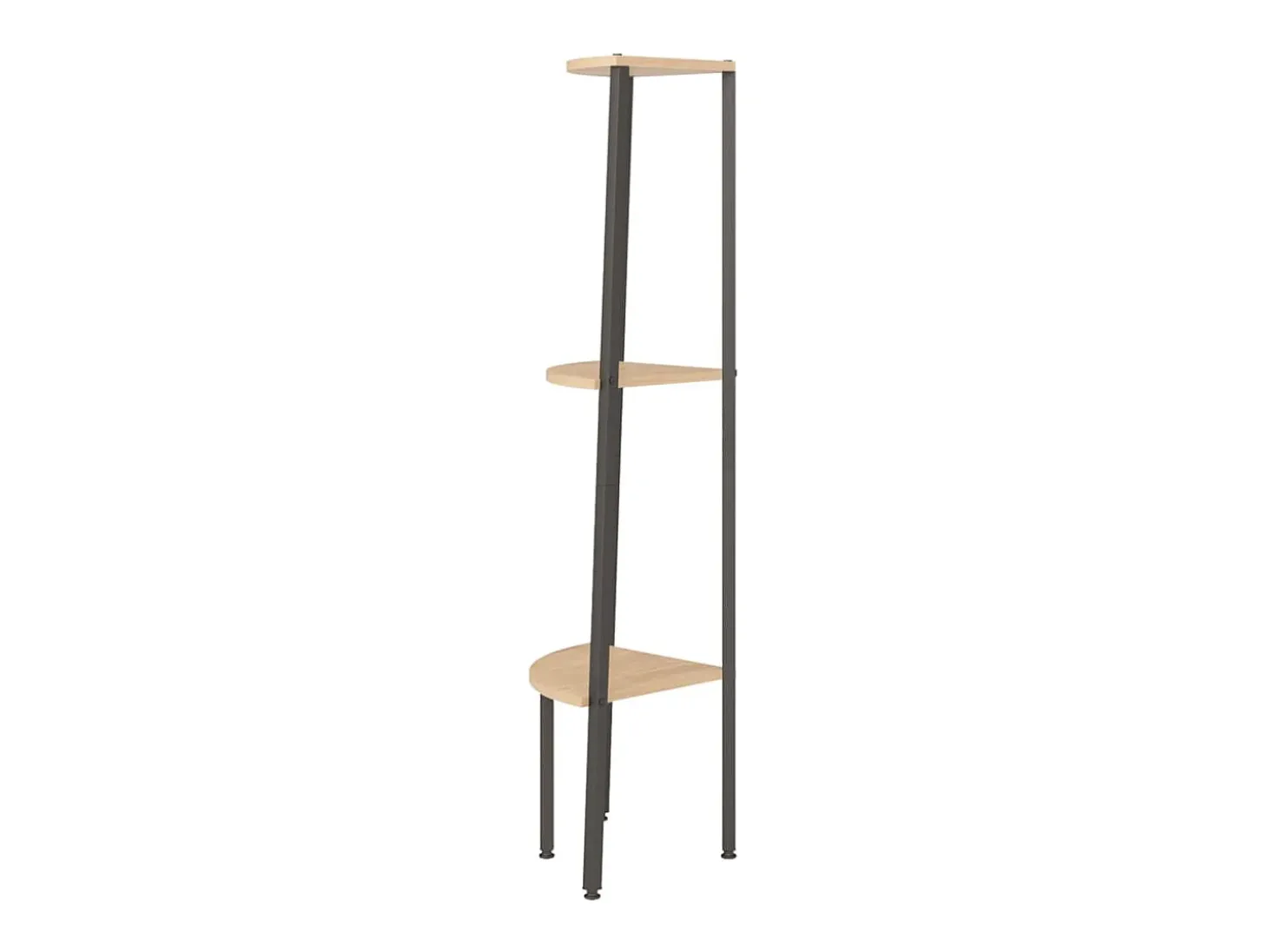 Estantería esquina 3 niveles marrón claro negro 45,5x31,5x120cm
