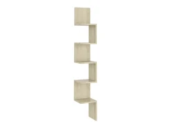 Estantería esquina pared madera roble ahumado 20x20x127,5 cm ES38819
