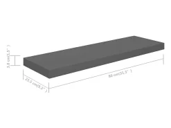 Estantería flotante de pared 4 piezas Gris Brillo 80x23,5x3,8 cm MDF