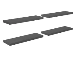 Estantería flotante de pared 4 piezas Gris Brillo 80x23,5x3,8 cm MDF