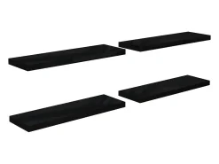 Estantería flotante de pared 4 piezas Negro Brillo 80x23,5x3,8 cm MDF