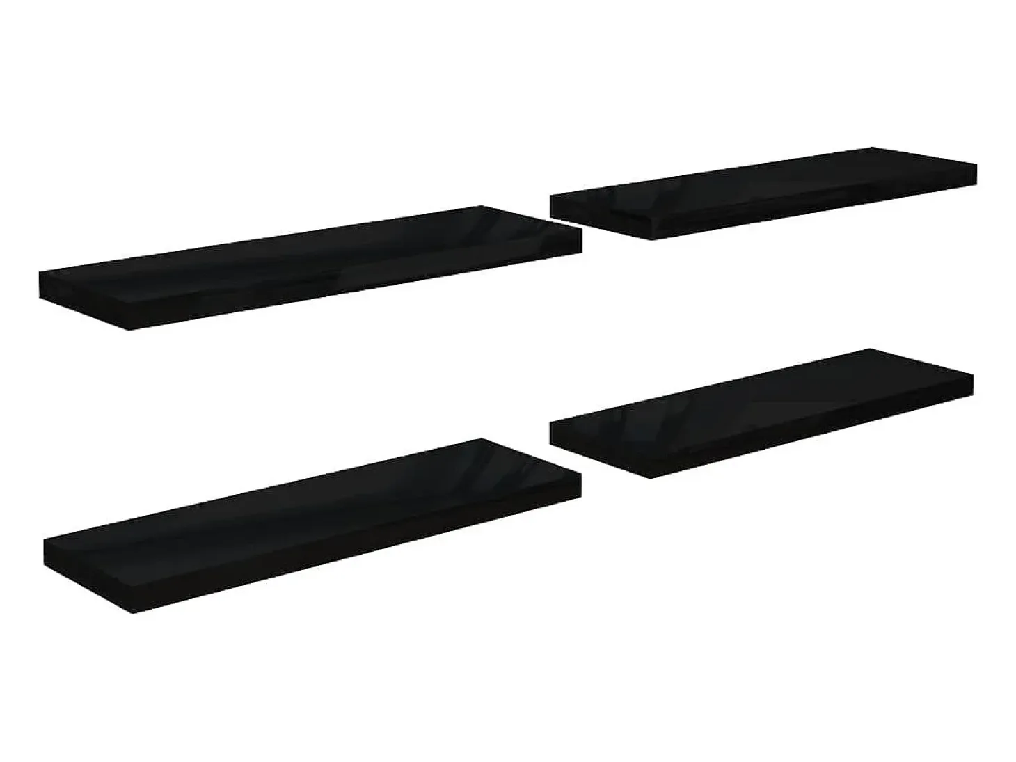 Estantería flotante de pared 4 piezas Negro Brillo 80x23,5x3,8 cm MDF