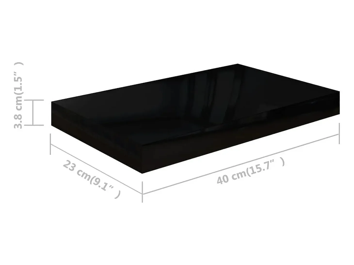 Estantería flotante de pared 4 piezas Negro Brillo 40x23x3,8 cm MDF