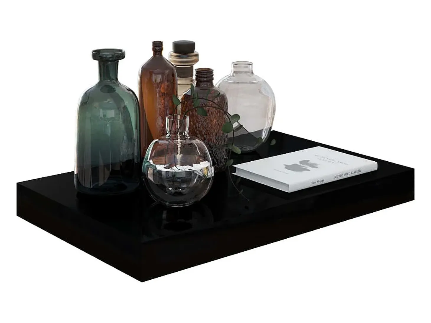 Estantería flotante de pared 4 piezas Negro Brillo 40x23x3,8 cm MDF