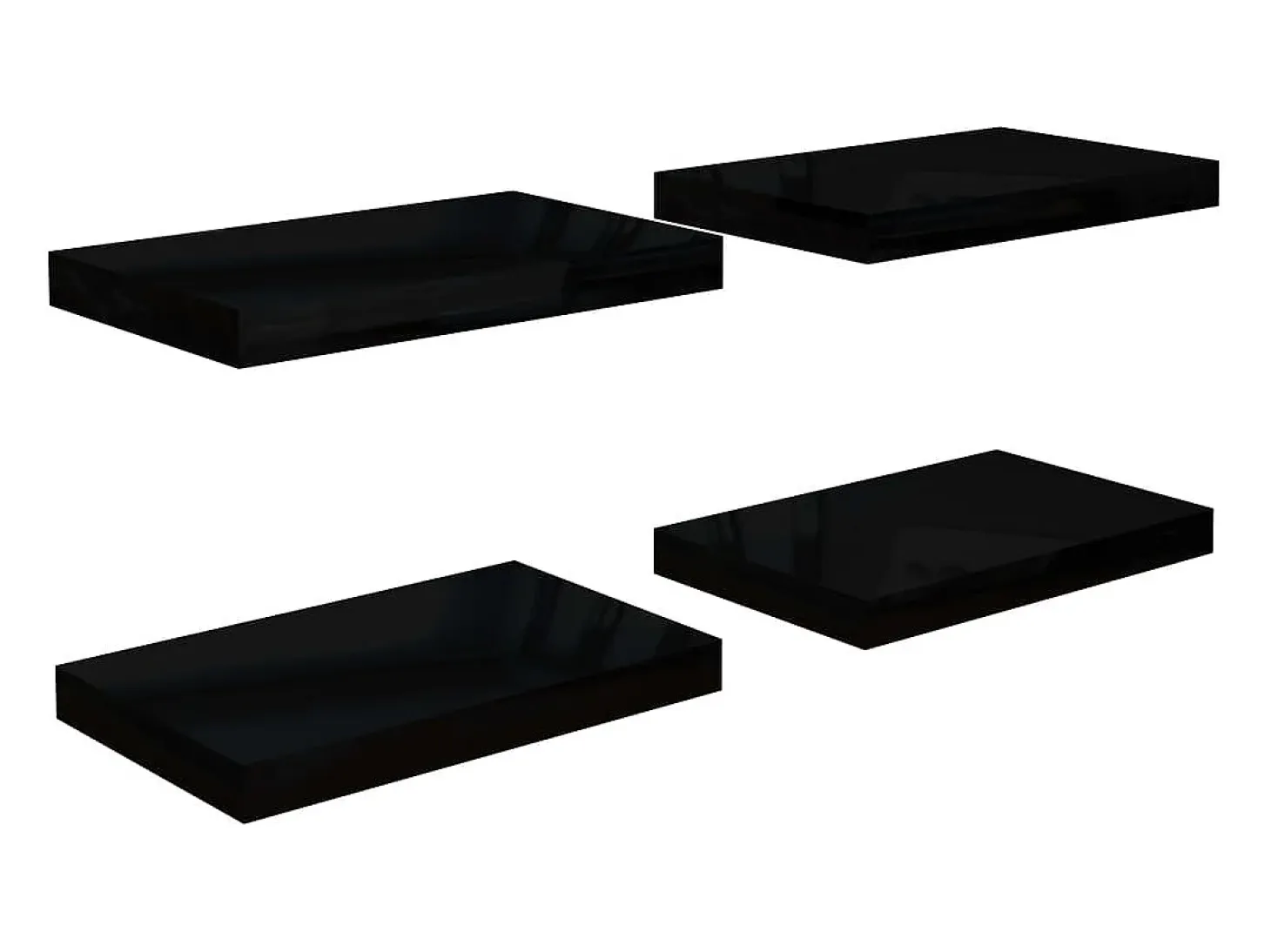 Estantería flotante de pared 4 piezas Negro Brillo 40x23x3,8 cm MDF