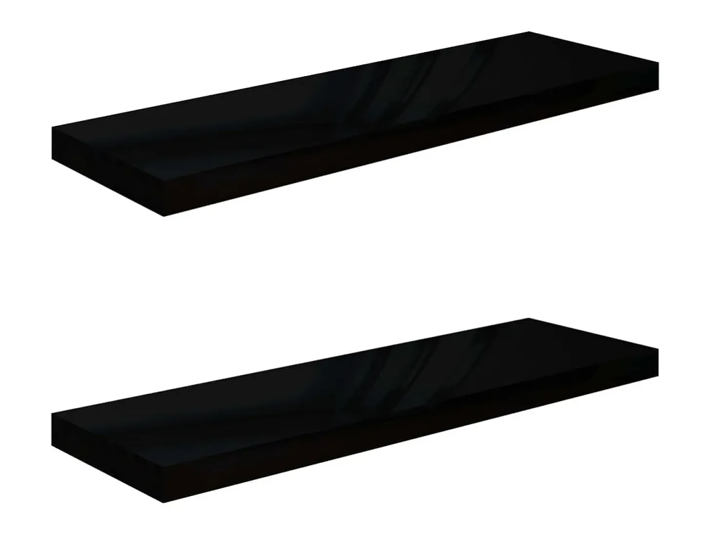 Estantería flotante de pared 2 piezas Negro Brillo 80x23,5x3,8 cm MDF