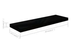 Estantería flotante de pared 2 piezas Negro Brillo 80x23,5x3,8 cm MDF