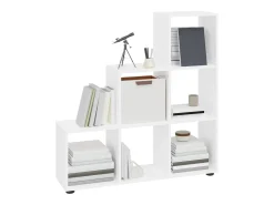 Estantería forma de escalera madera contrachapada blanco brillo