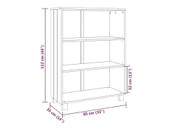 Estantería HAMAR madera maciza pino gris oscuro 85x35x112 cm