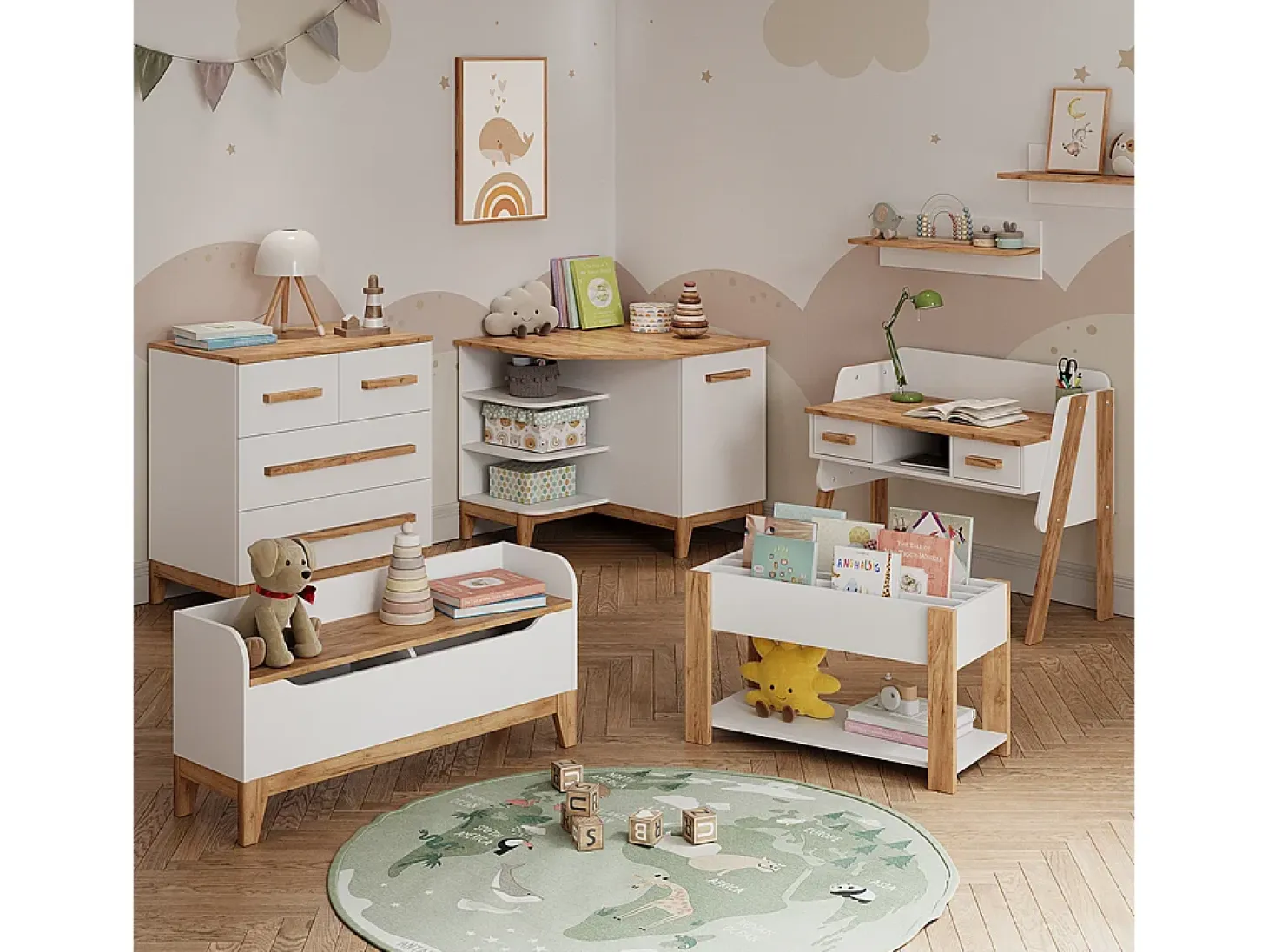 Estantería infantil blanco/artesano 80x37x46 malia