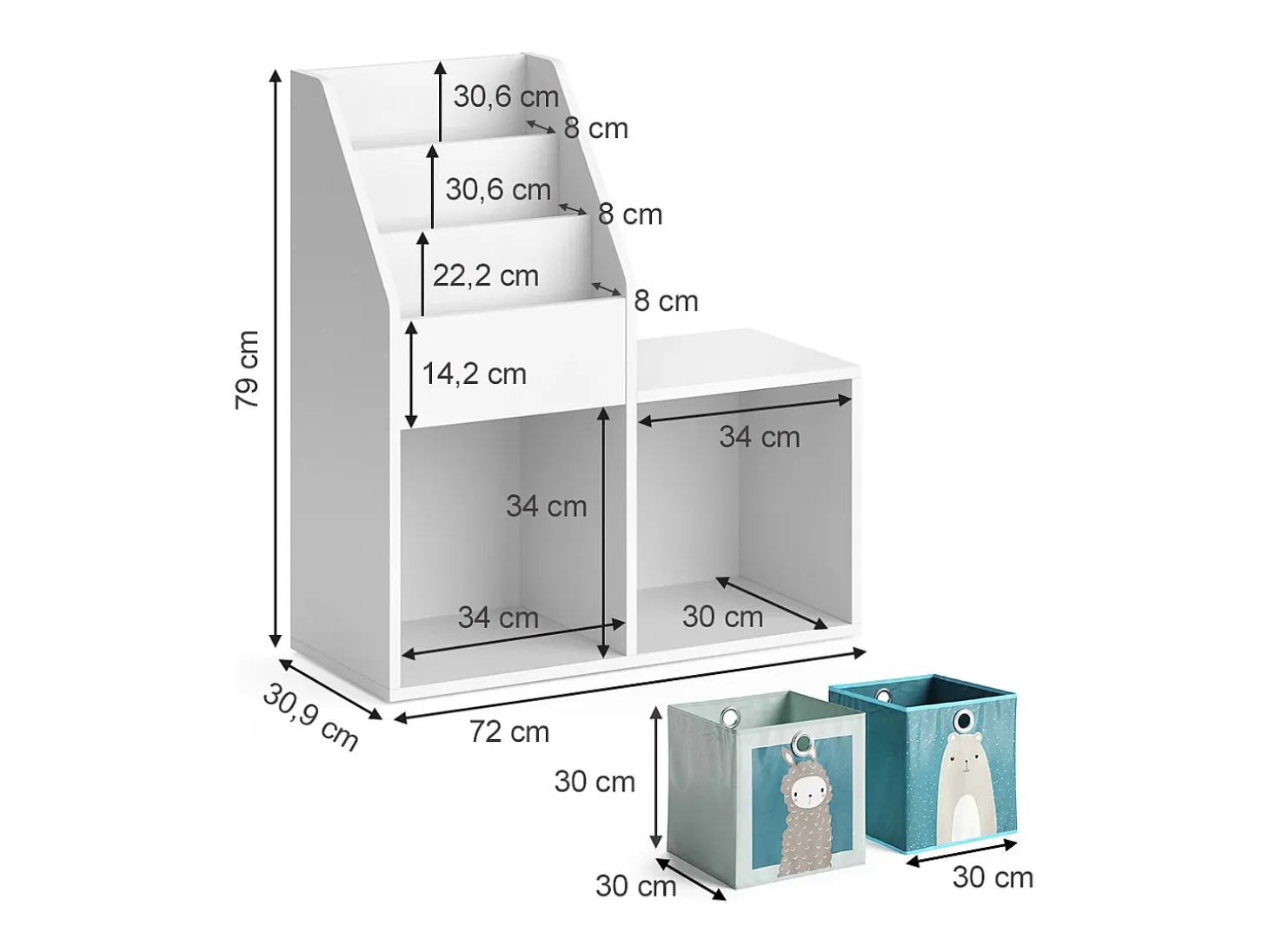 Estantería infantil blanco 30.9x72x79 luigi