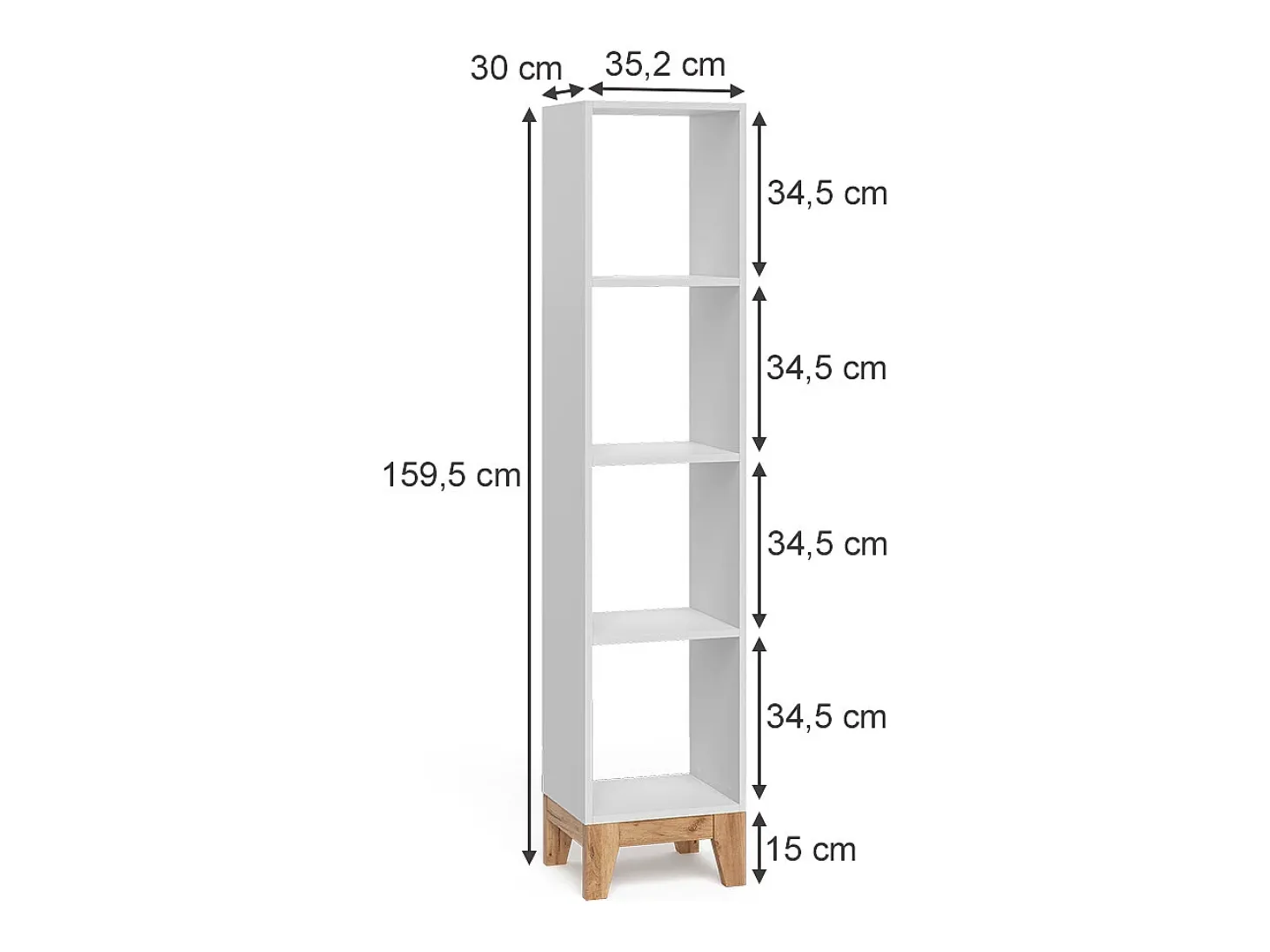 Estantería infantil blanco/artesano 35.2x30x159.5 malia